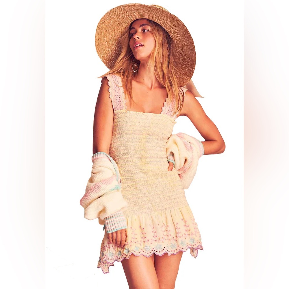 NWT LoveShackFancy Jax Smocked Dress in Rise and Shine